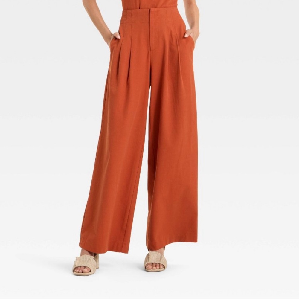 Elegant Terracotta Wide-Leg Pants